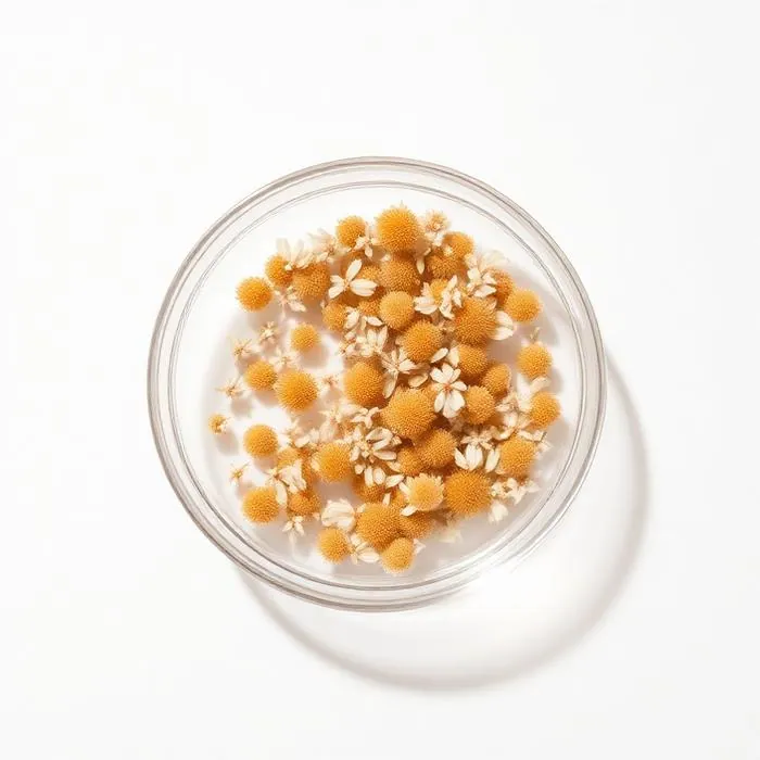 Chamomile in a glass dish