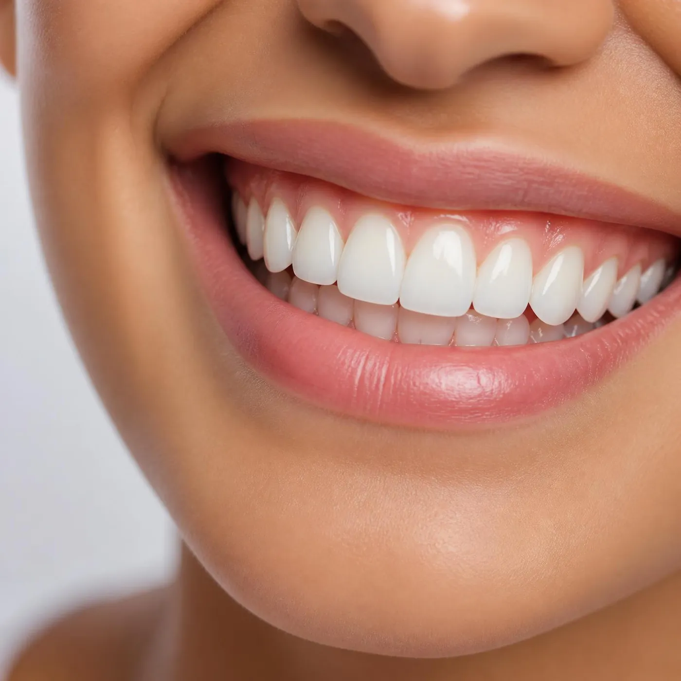 Close-up of a bright, natural white smile